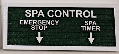 GB16342 - Carved HDU "Spa Control" Sign