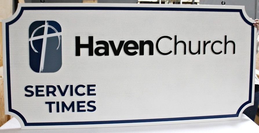 D13041 - Carved and Sandblasted HDU Sign for Haven Church