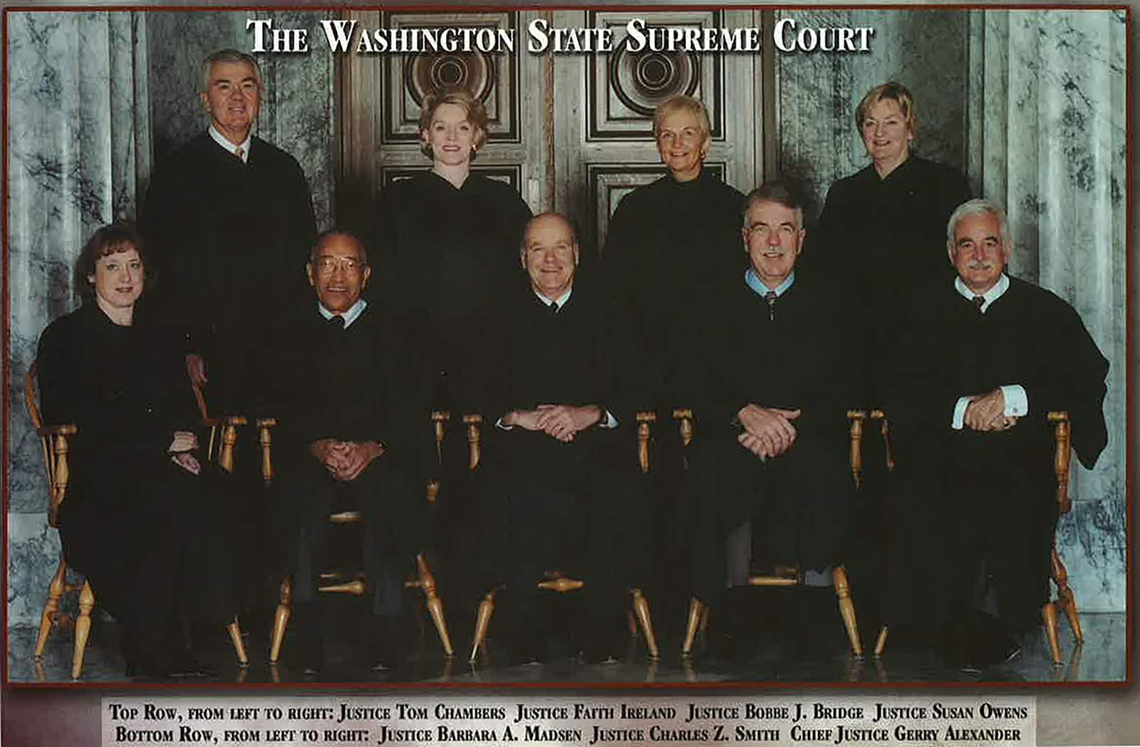 Justice Bridge and the other members of the Washington State Supreme Court, 2002.