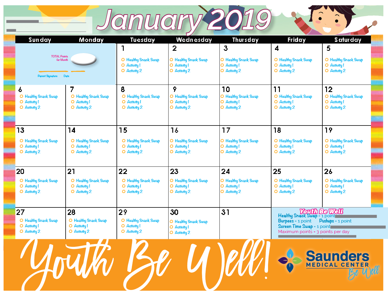 January 2019 YBW Calendar 