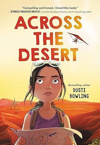 Picture of the book cover for Across the Dessert.  It shows a dark-haired, female teenager in the desert.