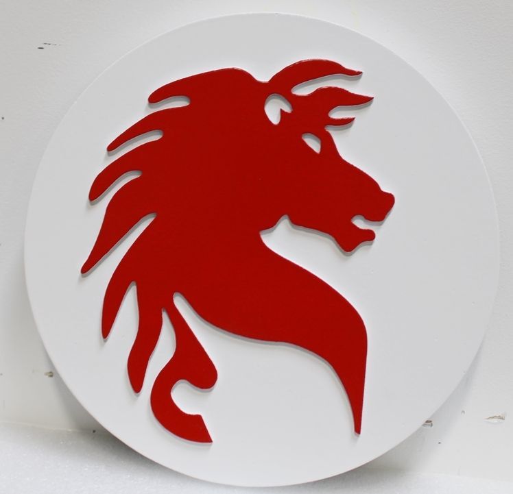 LP-7109 - Carved 2.5-D Plaque of the Red Horse Emblem  of the 823rd Red Horse Squadron, US Air Force