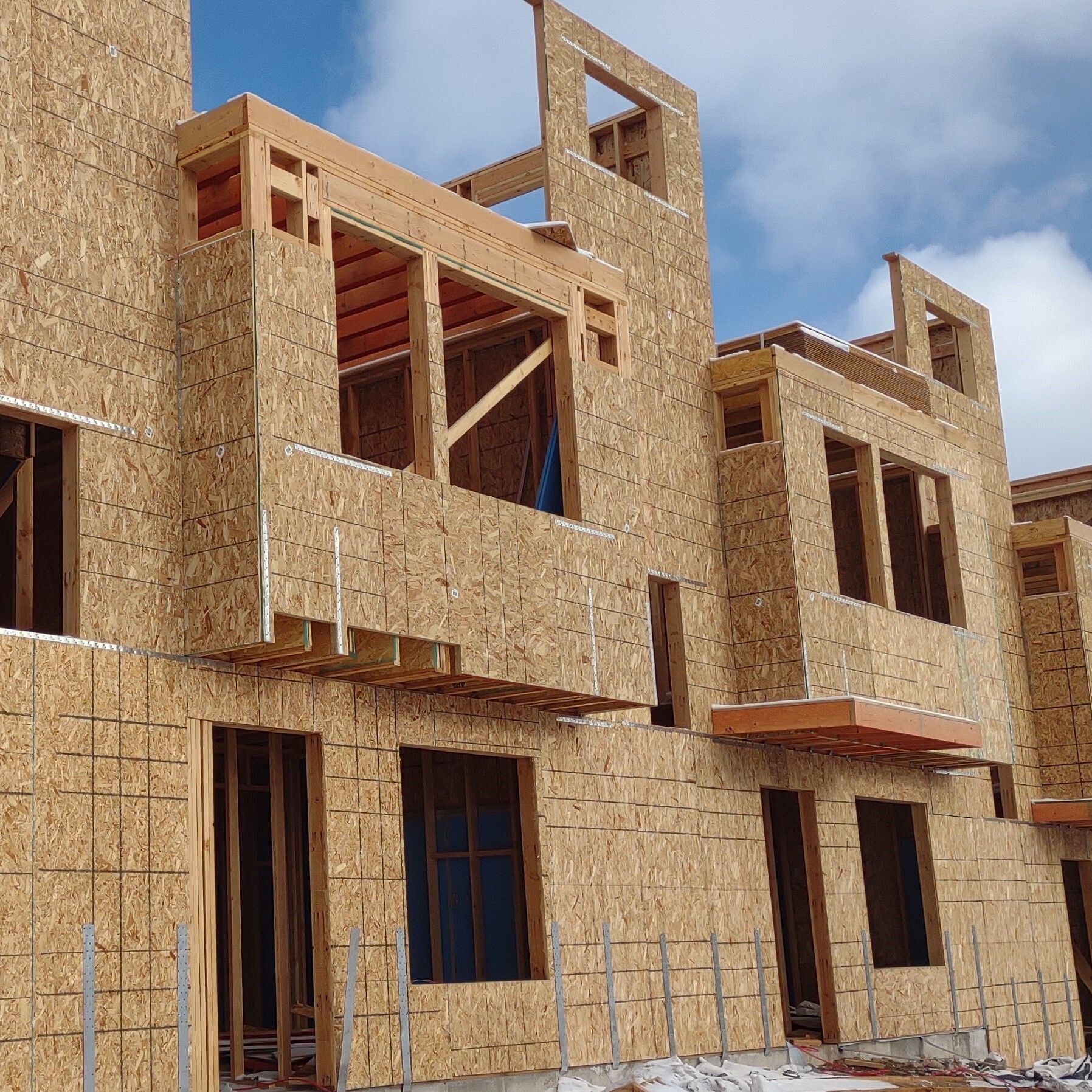 Construction of Habitat's four-unit townhouse building