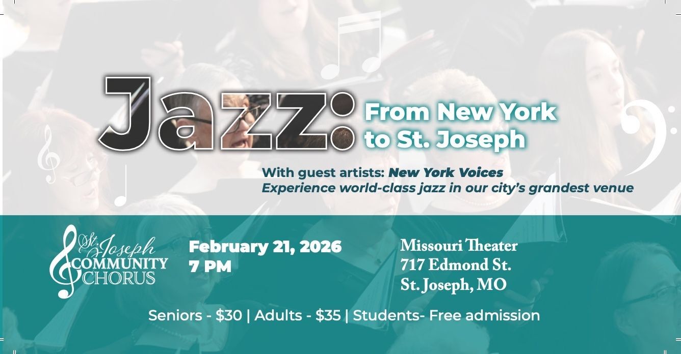 SJCC hosts world-renouned quartet from New York City, New York Voices! Experience world-class jazz in our city's grandest venue, the Missouri Theater!