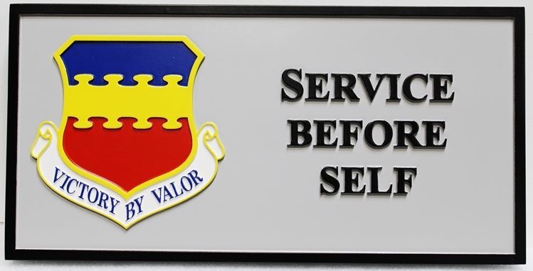 LP-9305 - USAF Motto Plaque "Service Before Self" with "Victory by Valor" Shield Crest