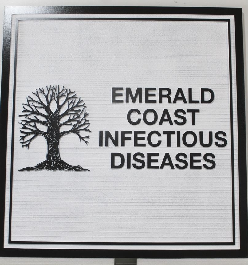 S28229A - Carved 2.5-D Multi-Level and Sandblasted Wood Grain HDU  Sign for Emerald Coasr Infectious Diseases 