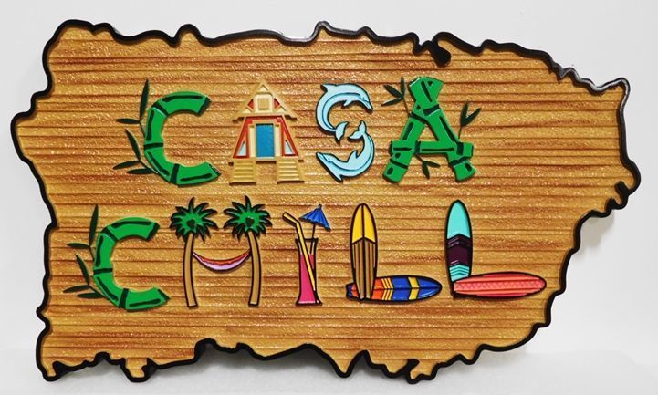 M1906 - Sandblasted Faux Wood Sign for Casa Chill Beachhouse Sign,