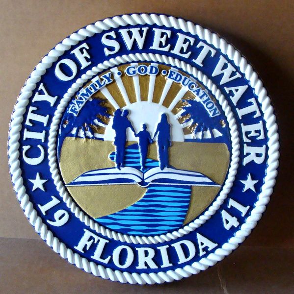 X33190 - Carved 3-D Wall Plaque for Sweetwater, Florida