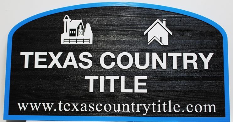 C12341 - Carved and Sandblasted Cedar Wood Sign for the Texas Country Title Company 