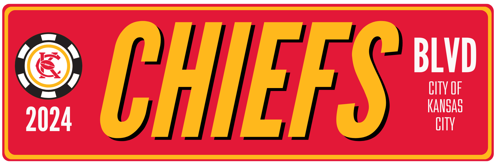 2024 Chiefs Blvd 6"x18"  Metal Sign