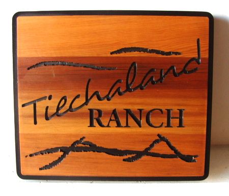 O24905  - Engraved Cedar Ranch sign "Tiechaland"