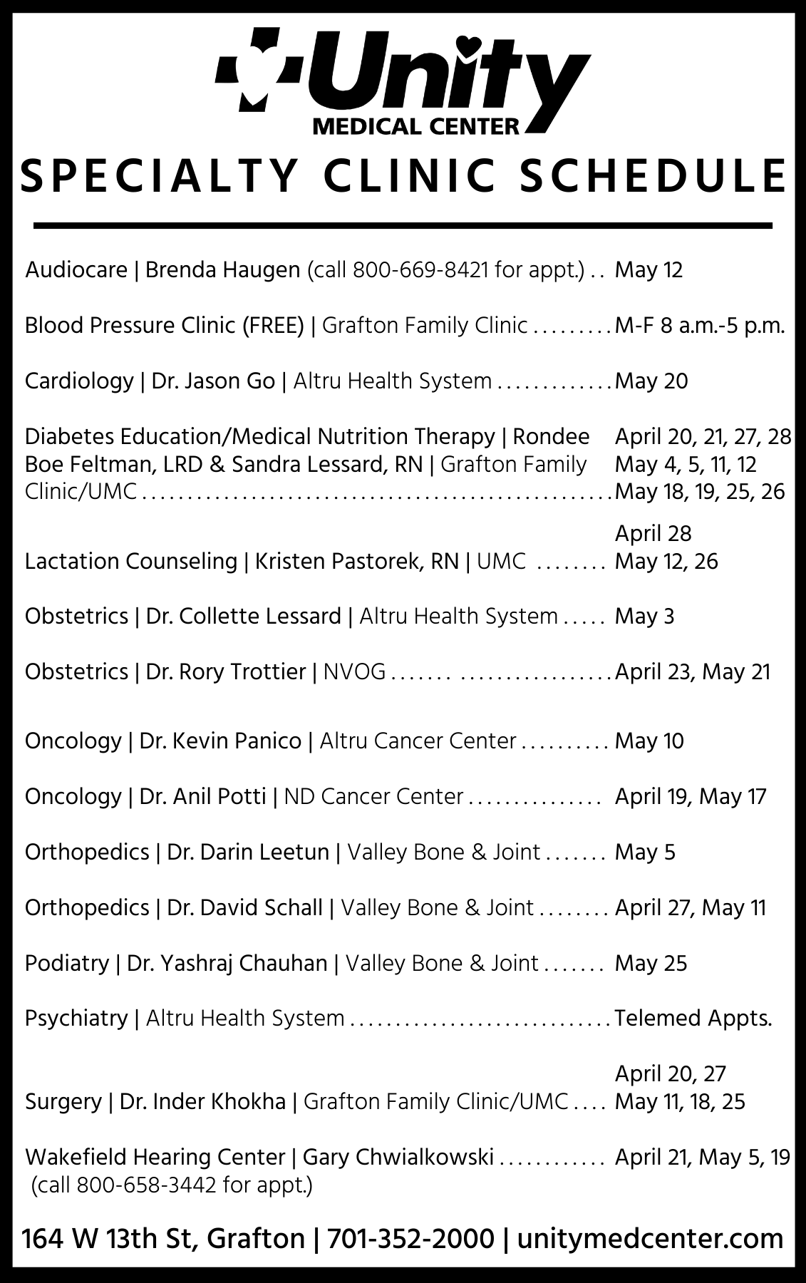 Grafton Family Clinic Specialty Clinic