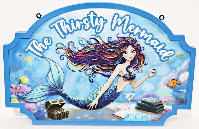 MB2011 - Carved Custom Sign for "The Thirsty Mermaid"