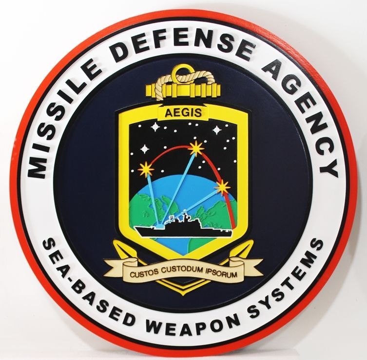 JP-1220 - Carved 2.5-D Multi-level Raised Relief HDU Plaque of the  Insignia of the Missile Defense Agency, Sea-Based Weapon Systems, Aegis