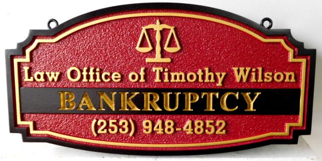 A10331 -  Carved, Engraved and Sandblased Law Office Sign for Bankruptcy Attorney