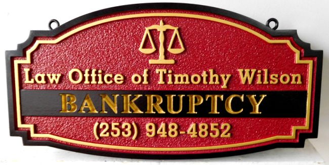 A10331 -  Carved, Engraved and Sandblasted Law Office Sign for Bankruptcy Attorney