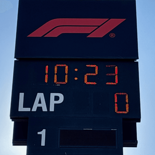 Custom banner on the iconic lap sign, front and center during the race