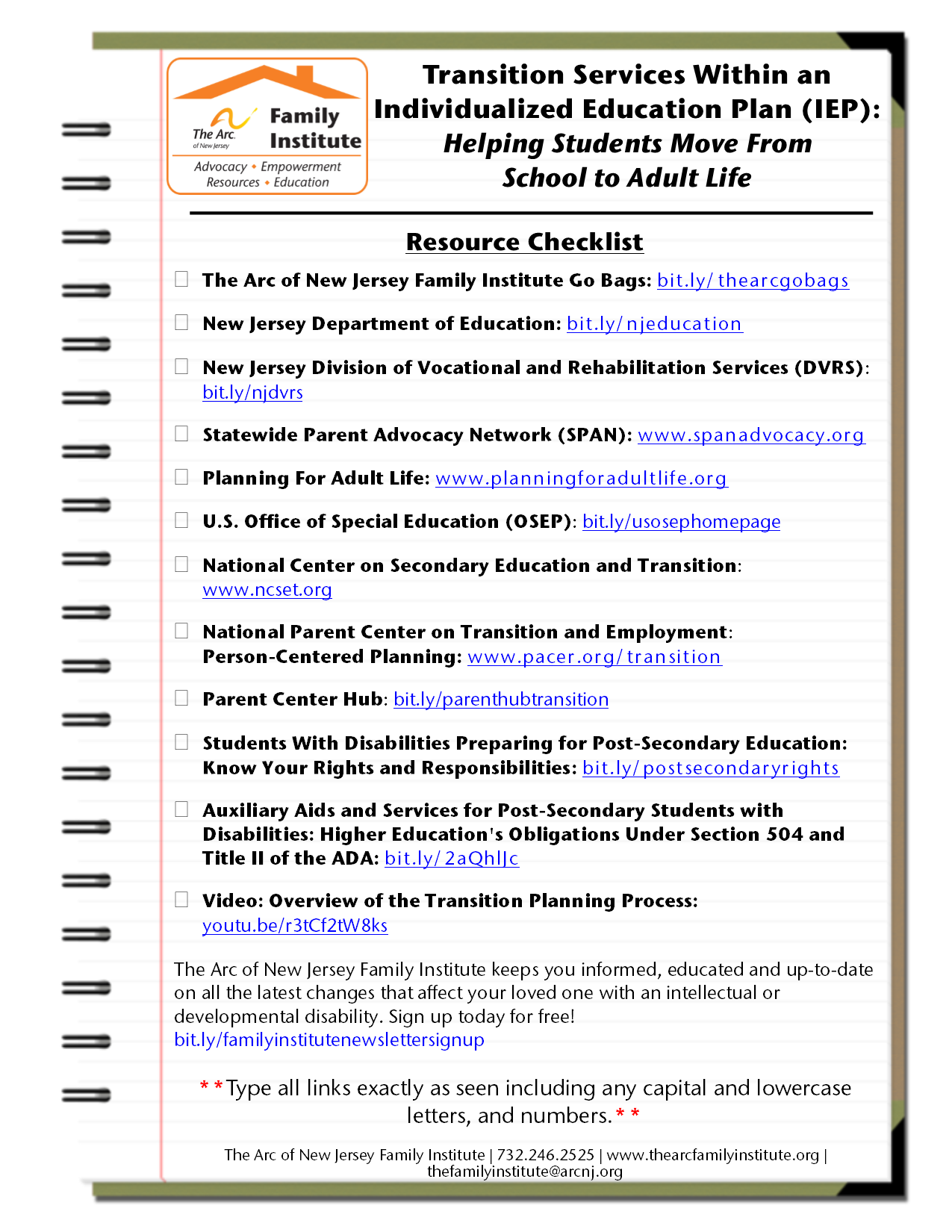Transition Services Within an Individualized Education Plan: Helping Students Move From School to Adult Life - Checklist