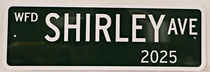 H17088A - Carved HDU Street Name Sign "Shirley Ave"
