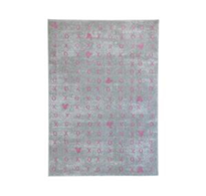 Grey/Pink Note Rug 3'11" x 5' 6"