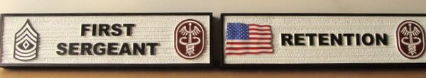 MP-3160 - Carved  Position and Rank Plaques for US Army Medical Unit,  Artist Painted
