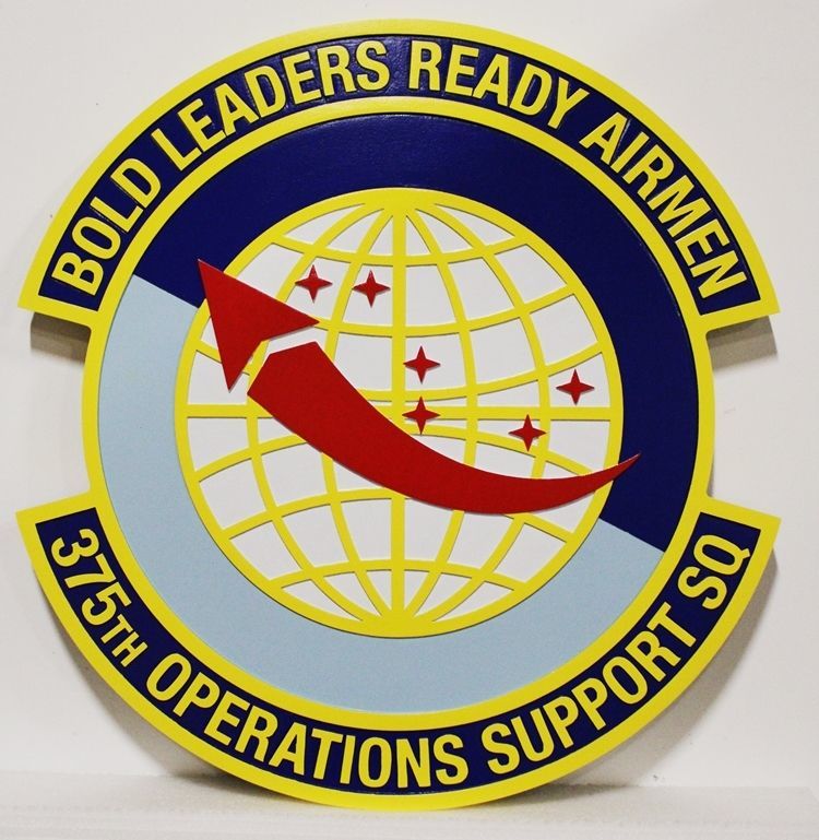 LP-4024 - Carved 2.5-D HDU Plaque of the Crest of the 375th Operations Support Squadron, US Air Force