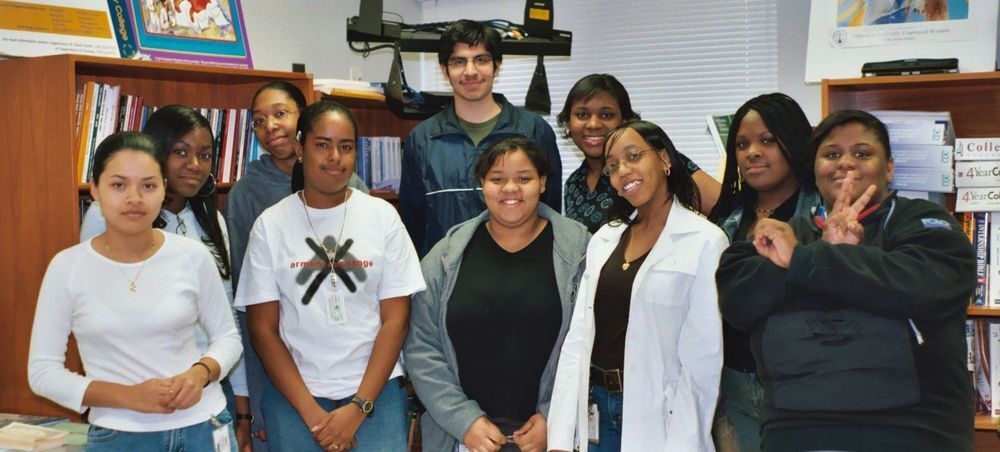 Group of male and female high school students. 