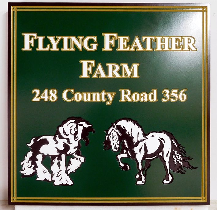 P25340 - Carved High Density Urethane Sign for Horse Farm specializing in Norwegian Breeds