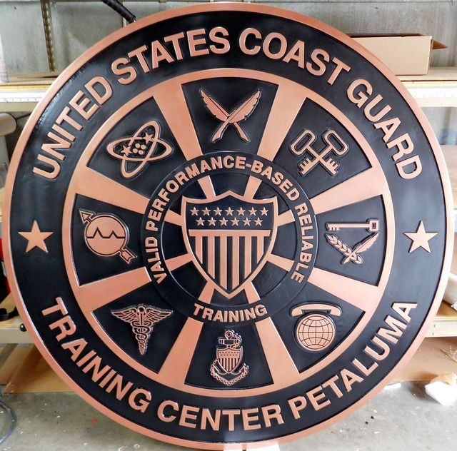 MC3010 -  Seal of US Coast Guard Training Center in Petaluma, 2.5-D Hand-rubbed