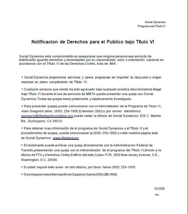 Title VI Notice to the Public (Spanish) 