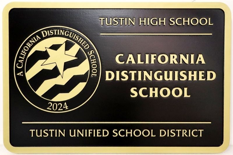 TP-1313A - Wall Plaque for Tustin High School California Distinguished School 2024, 2.5-D Bronze-Plated HDU