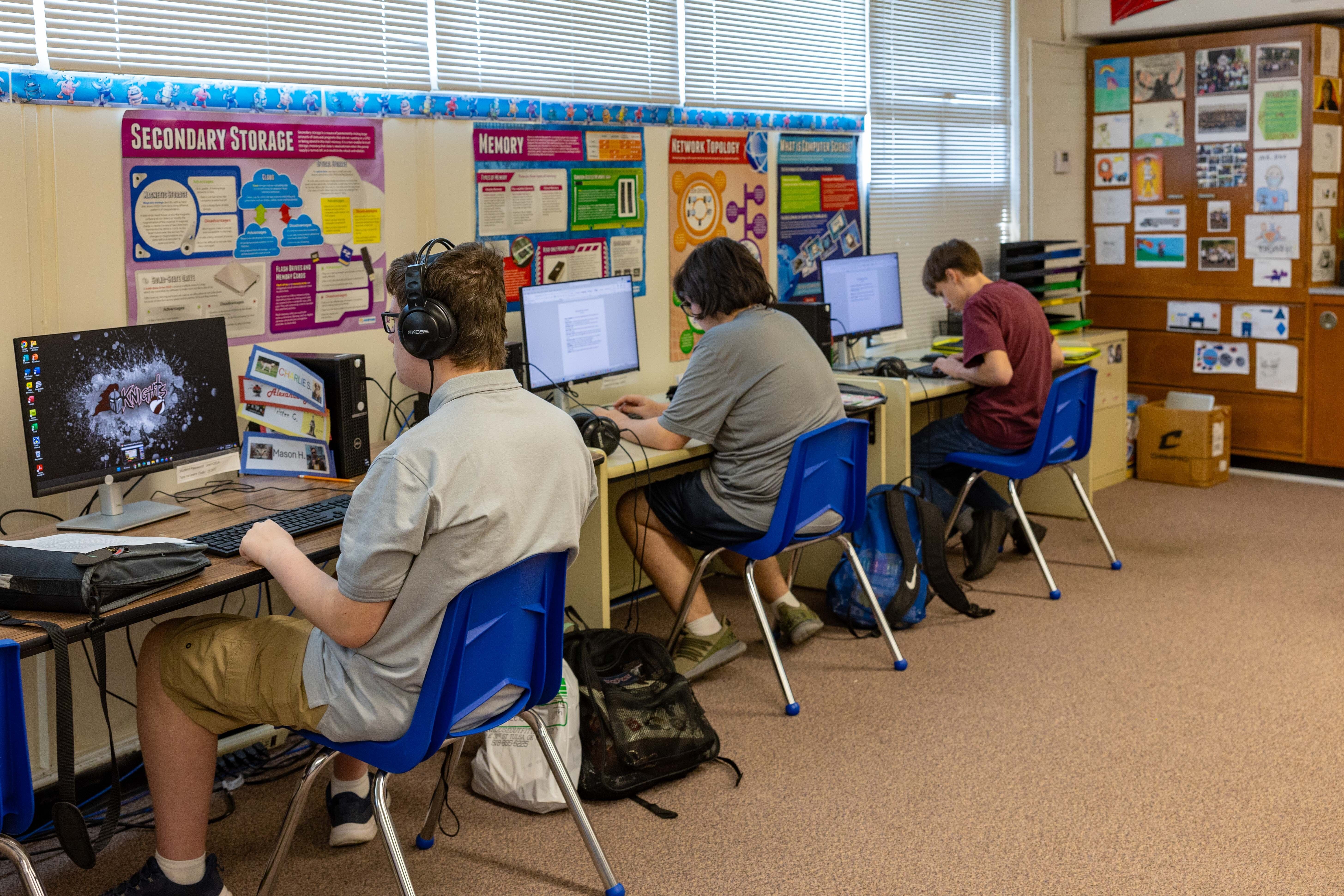 Students working on computers