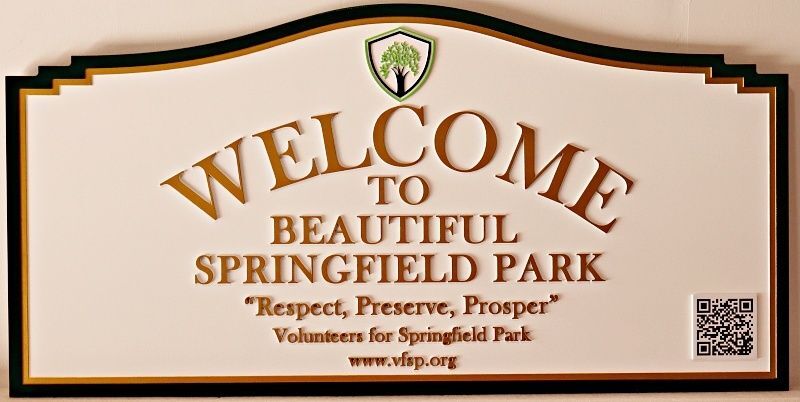 GA16426A - Large Carved "Welcome to Beautiful Springfield Park" Sign
