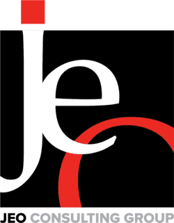 This image is the black, red and white logo for JEO Consulting Group. 