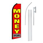 Money Orders Yellow/Red Swooper/Feather Flag + Pole + Ground Spike