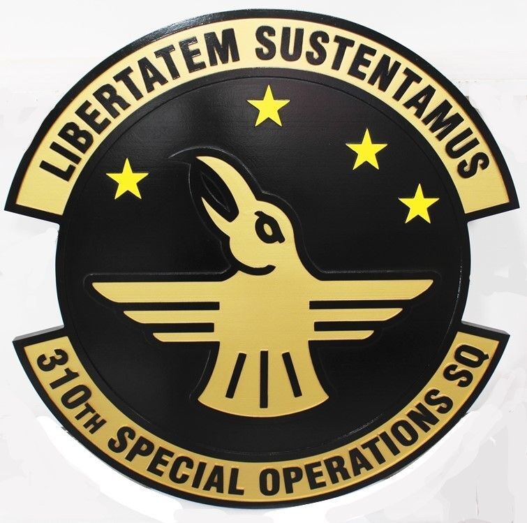 LP-3955 - Carved 2.5-D Multi-Level Raised Relief HDU Plaque of the Crest of the 310th Special Operations Squadron 