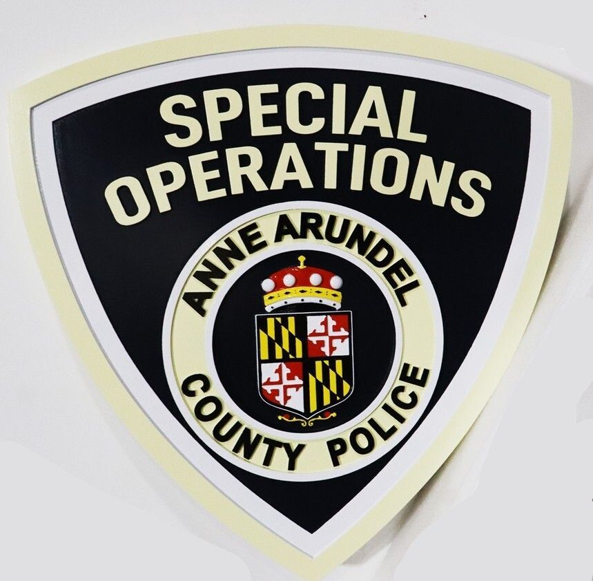 PP-2494 - Carved Plaque of the Shoulder Patch of  Special Operations of the Anne Arundel County Police Department