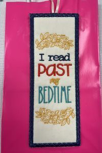 Embroidered Bookmarks - I Read Past Bedtime