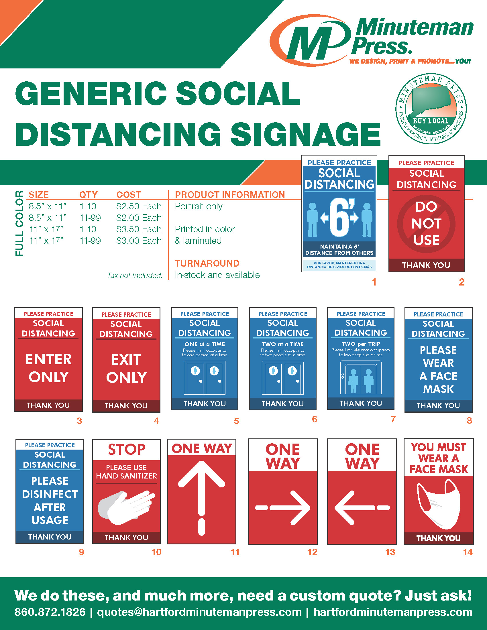 Generic Social Distance Signs 8.5x11