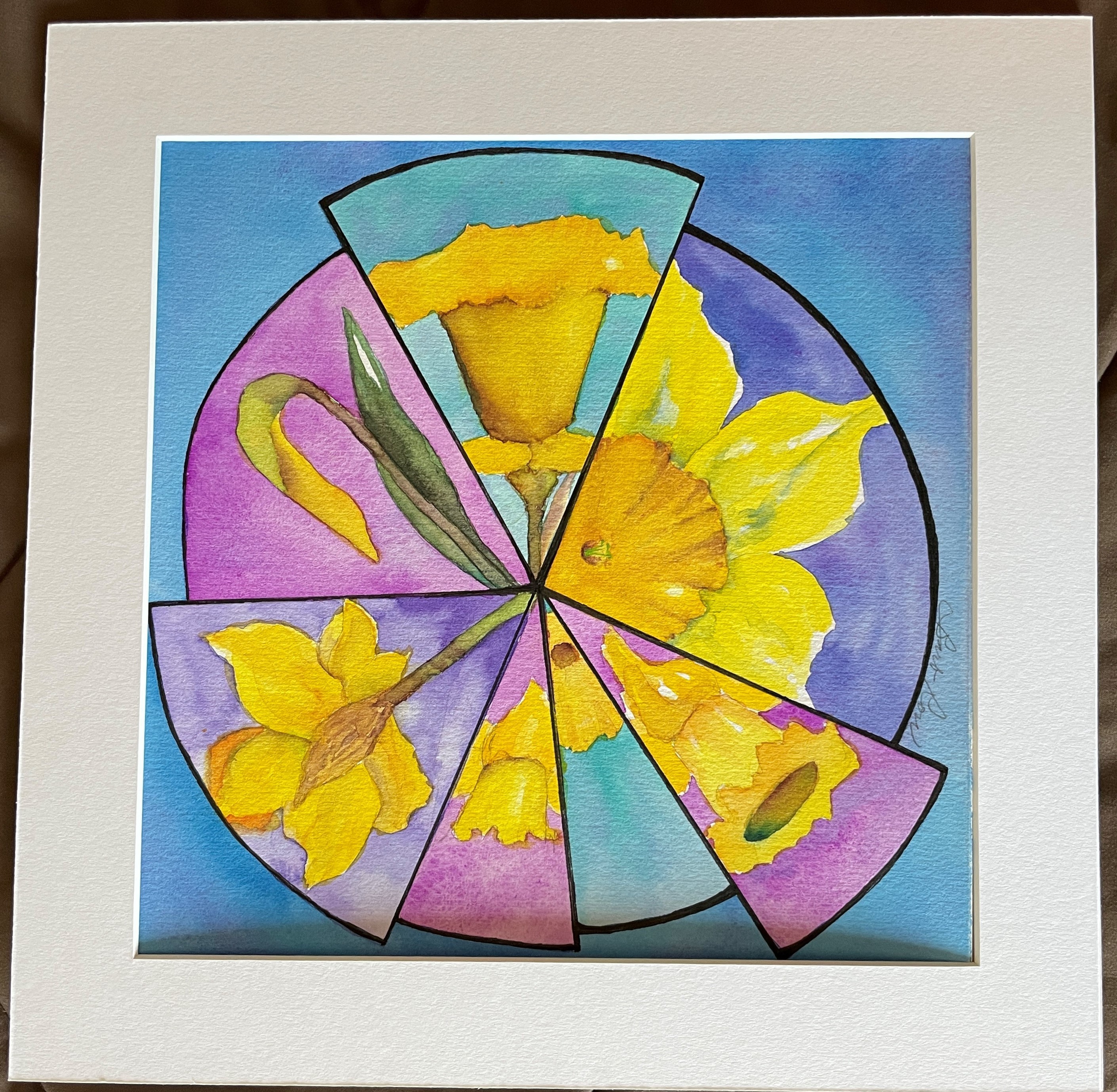 Matted Circle Daffodils Unframed
