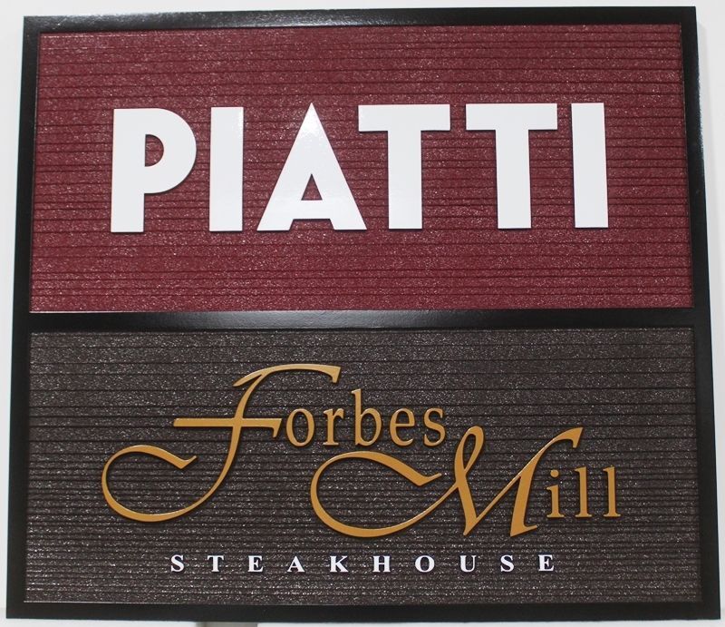 Q25012A - Carved and Sandblasted Sign for "Piatti Forbes Mill Steakhouse"
