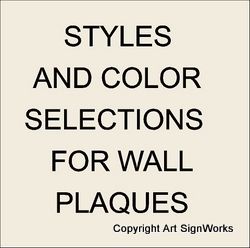 1. U30001 - Wall Plaque Style and Color Selection Summary