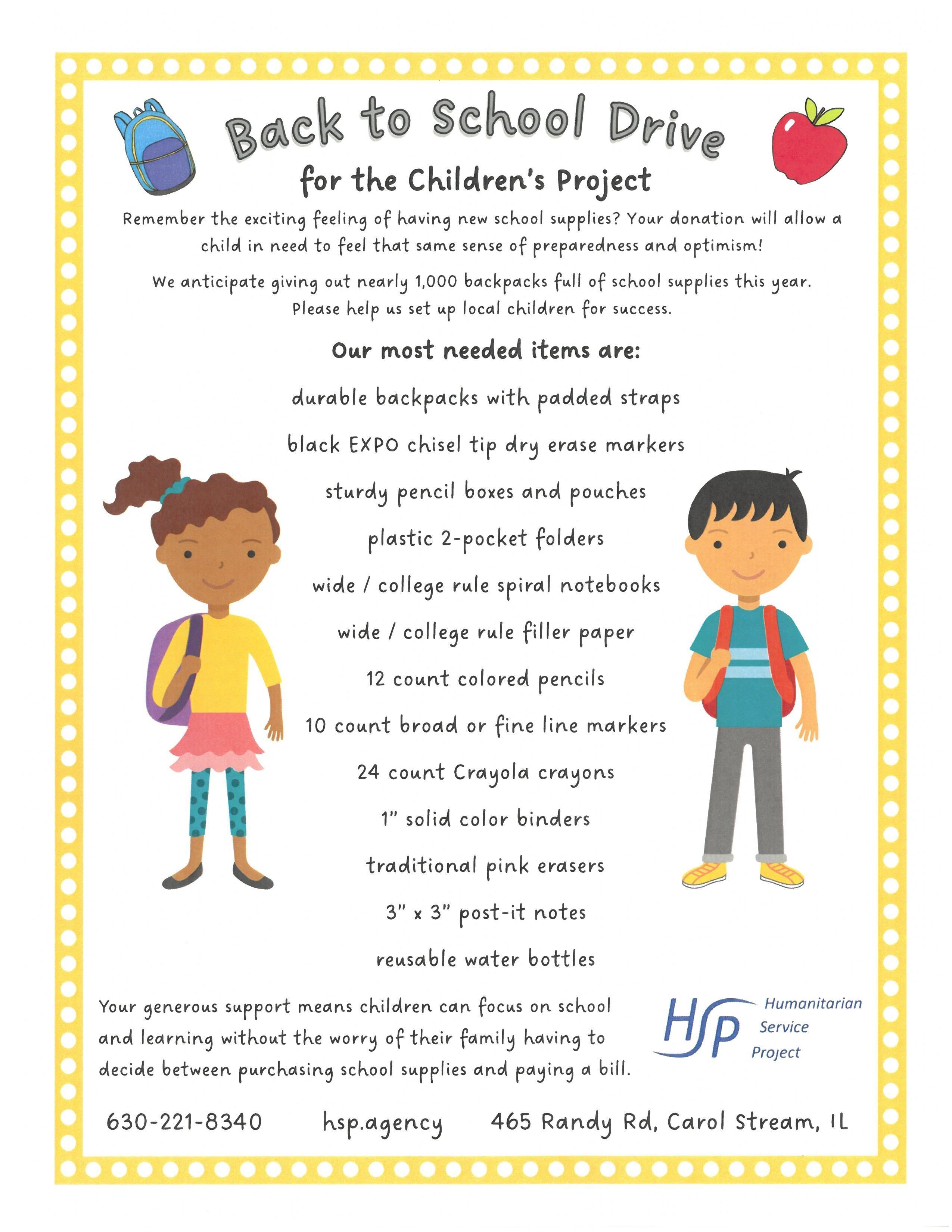 School Supplies Needed for 1,000 Children