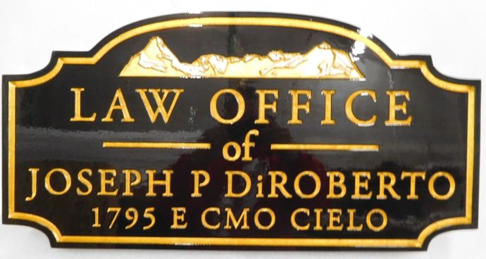 A10208 - Carved HDU Law Office Sign with Mountain Scene 