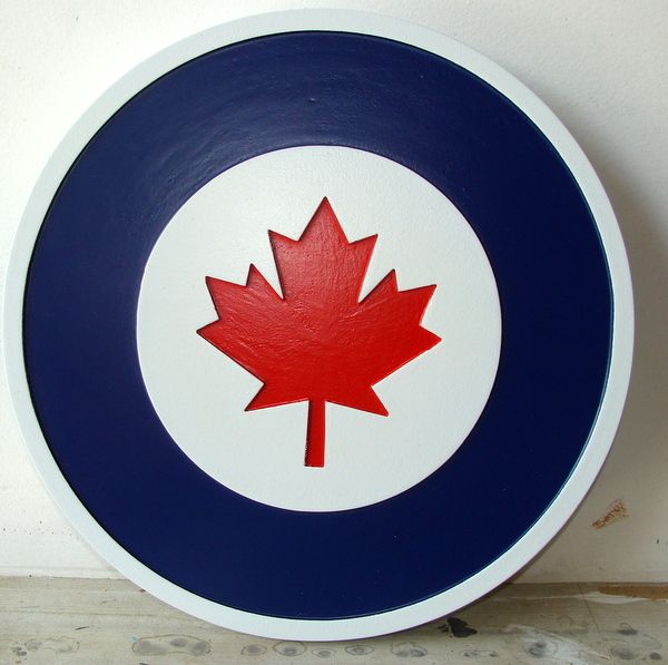 OP-1020 - Carved Plaque of the Emblem of Canada, the Maple Leaf, Artist-Painted