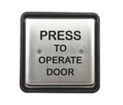 BEA 10PBS45POD Push Plate,S/S,4.5"" Sq,Text, Press To Operate Door