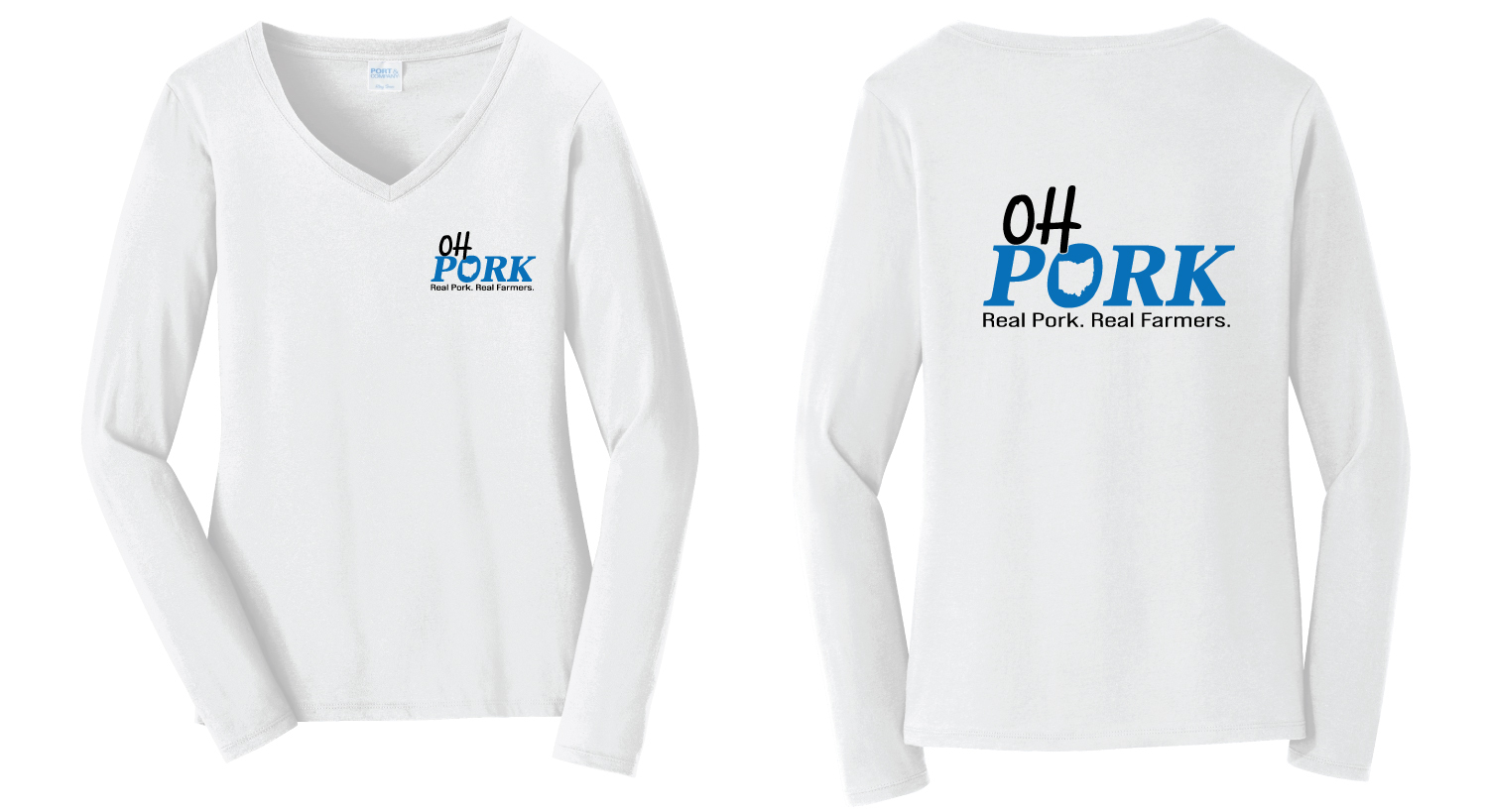 LS T-Shirt- Women's White OP logo front breast/back