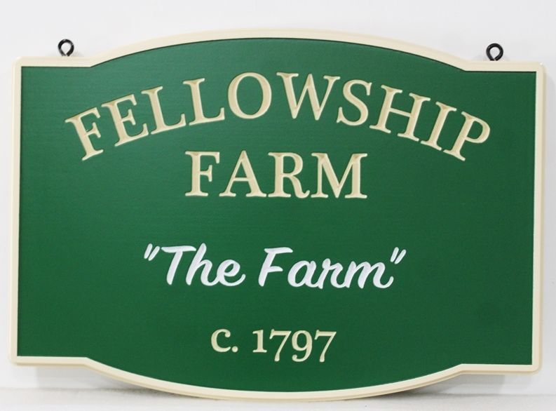 O24097A - Engraved HDU Entrance Sign for  "Fellowship Farm" 