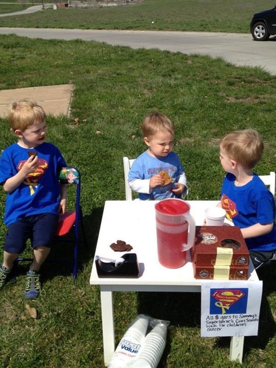 Check out these friends having a lemonade stand to raise $$ for Sammy's Superheroes CureSearch team!! Thank you McMahon's!!