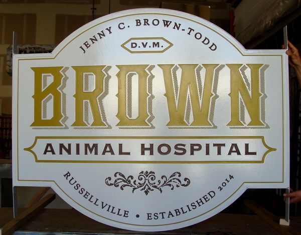 BB11774 - Carved Ornate  HDU "Brown" Animal Hospital Entrance Sign